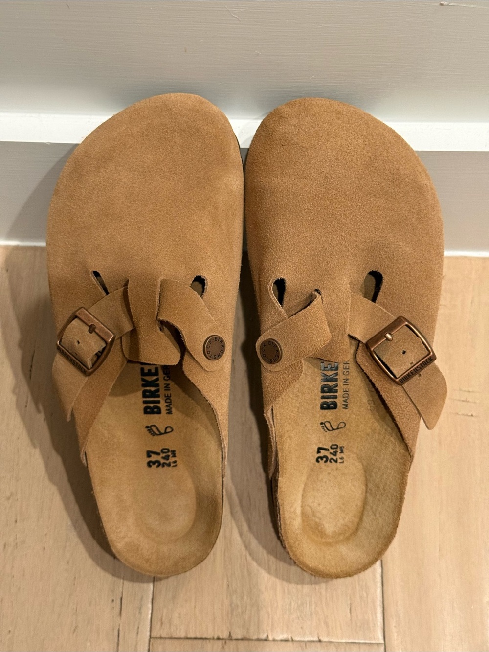 Birkenstock Taupe Suede Clog Mules 37